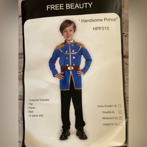 🎃final price NWT free beauty,boys,kids handsome prince3 piece set costume 7/9 - Picture 3 of 13